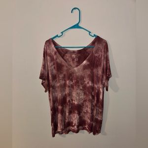American Eagle Pink/ white tie dye tee